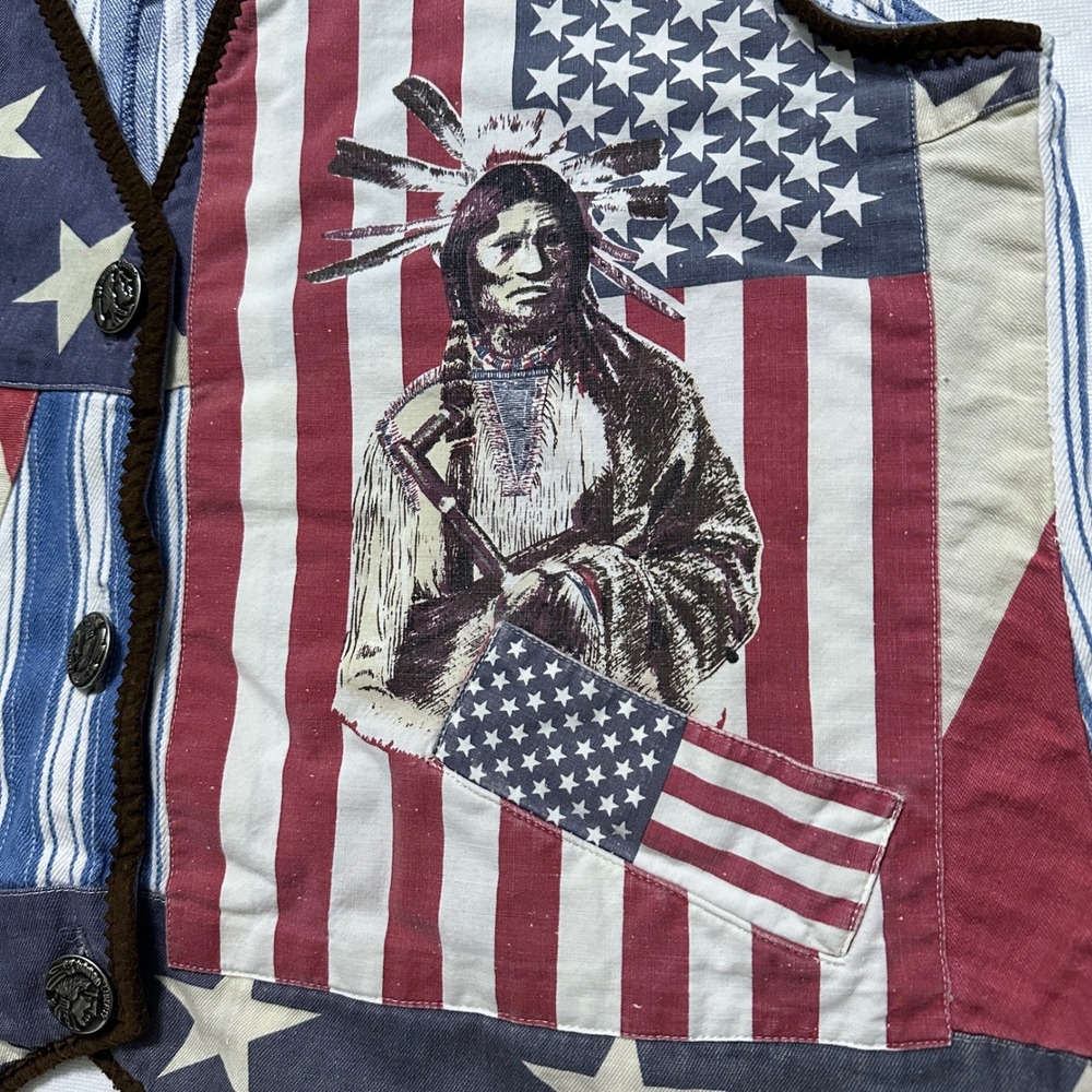 Cambridge Country Store Patchwork Vest Womens L Americana Patriotic Folk Native - Picture 8 of 10
